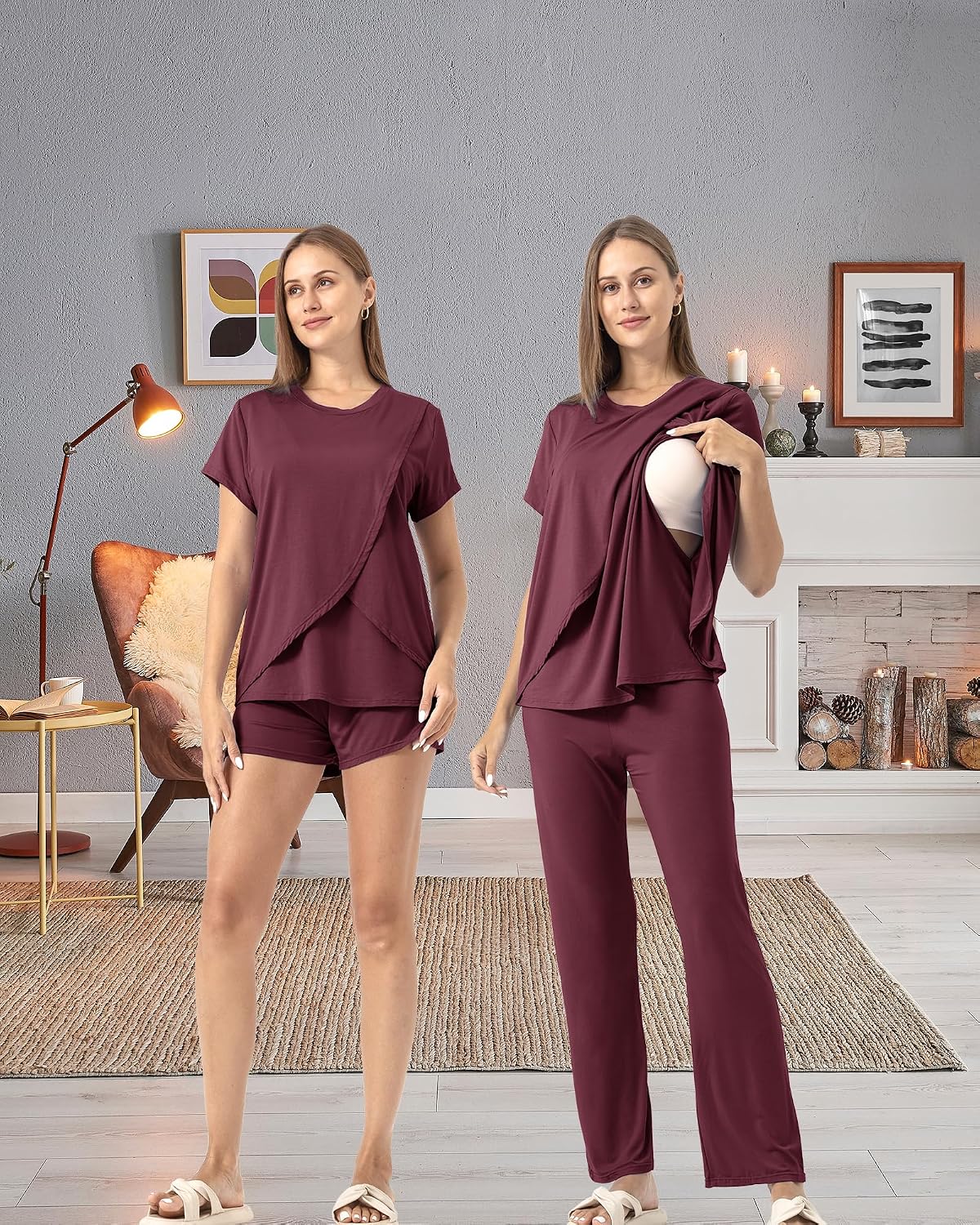 Detalle 2 de SUNNYBUY Stillpyjama-Set 3-teilig nach Geburt