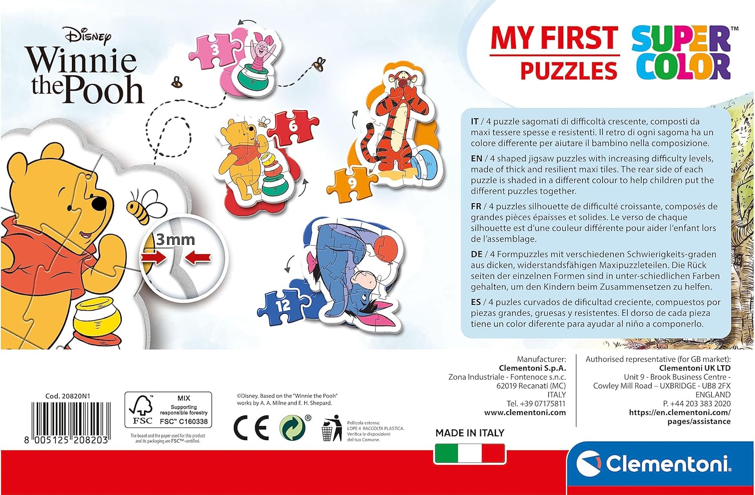 Thumbnail 2 de Clementoni 20820 Disney Mes Premiers Puzzles Winnie l’Ourson – 4 puzzles progressifs 2+