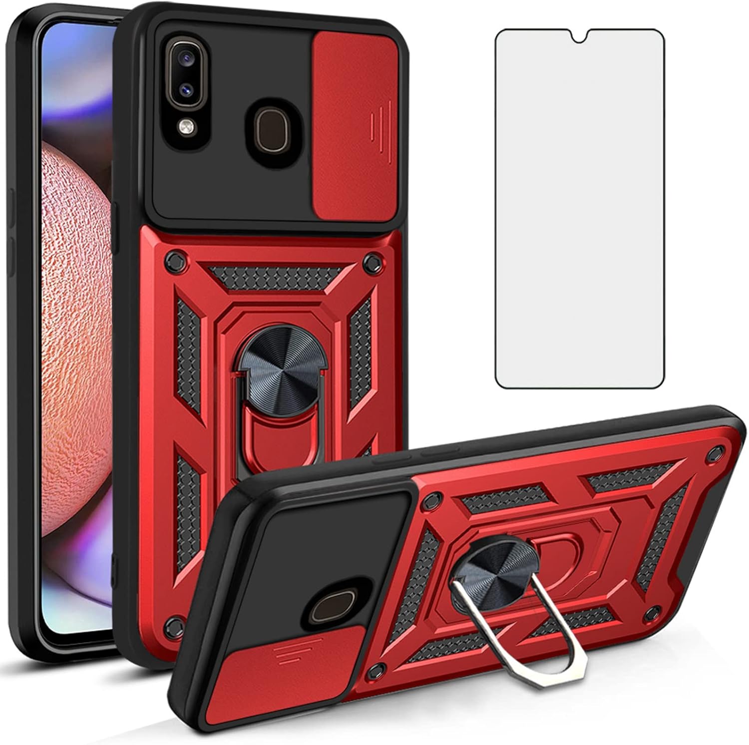 Thumbnail 6 de Asuwish Hybrid Case with Slide Camera Cover and Screen Protector for Samsung Galaxy A20/A30/A50 series