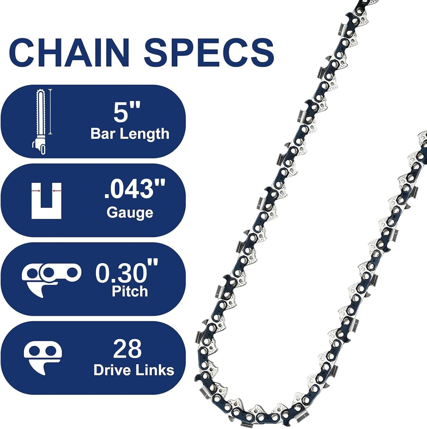 Detalle 2 de Loggers Art Gens 5-030-043-28 2Pack 5-Inch Semi-Chisel Chainsaw Chains
