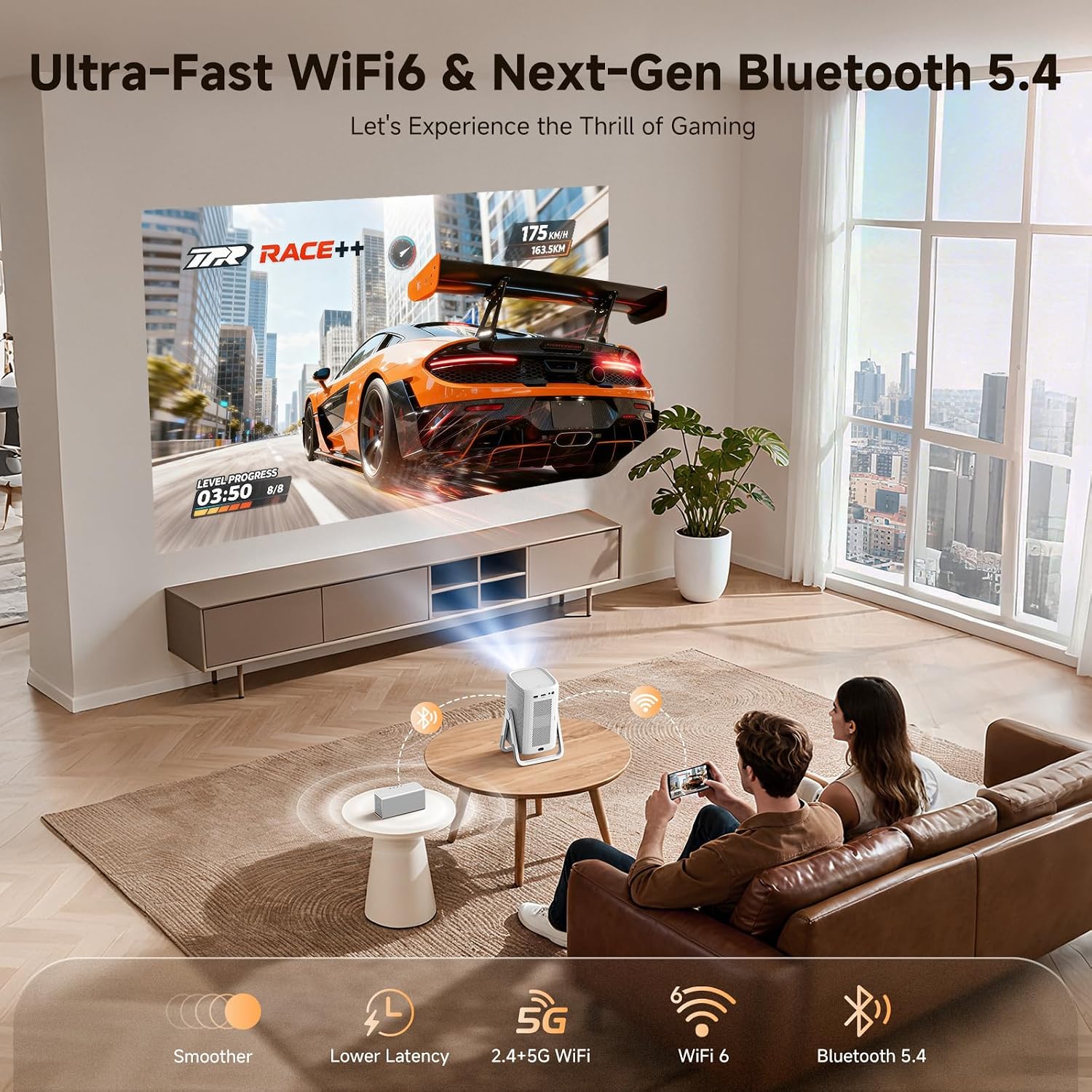 Thumbnail 6 de iSinbox 4K Smart Outdoor Projector (Short Throw, 1200 ANSI) with WiFi, Bluetooth, and Built-In Apps