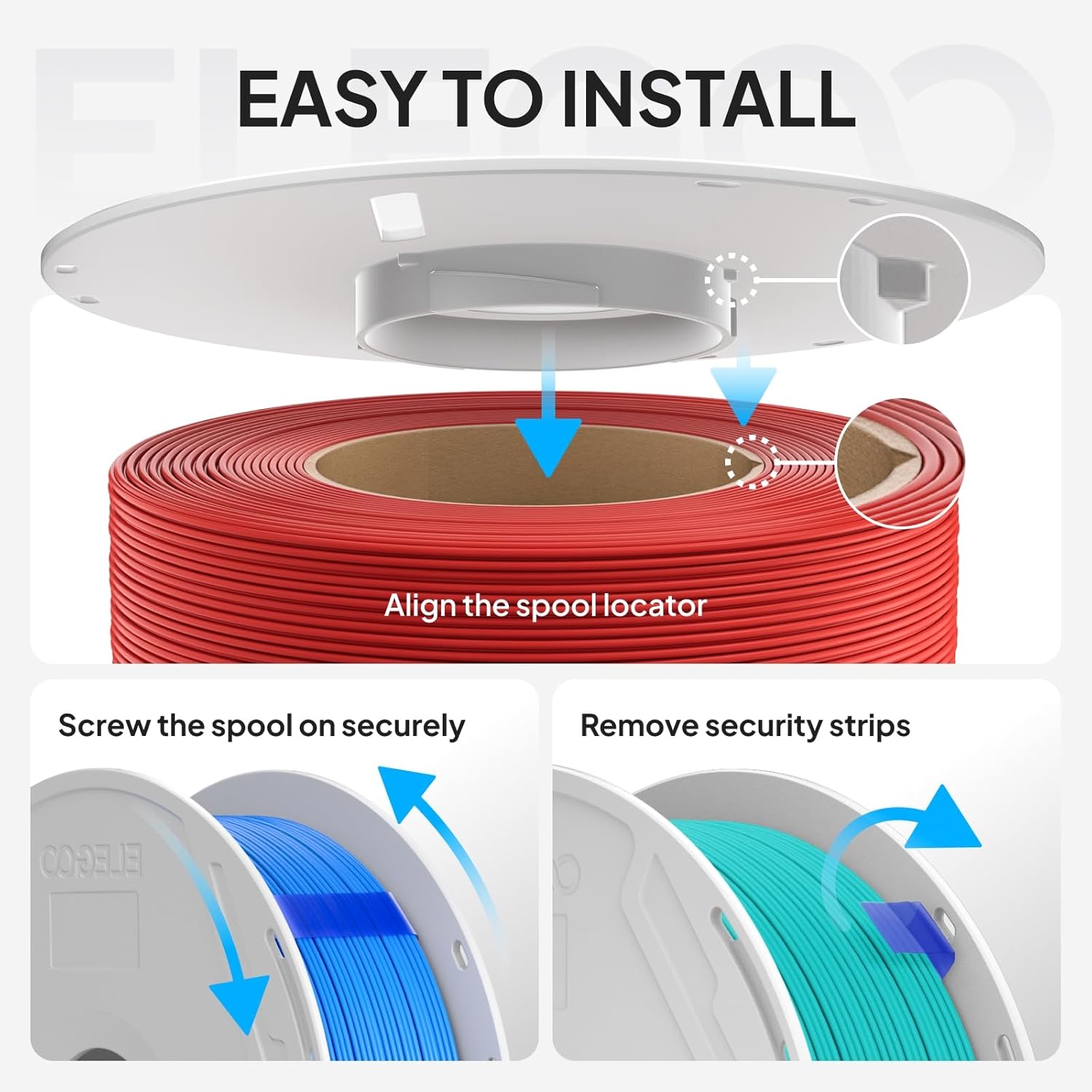 Detalle de ELEGOO PLA Basic Filament on Reusable Pink Spool, 1KG, 1.75mm