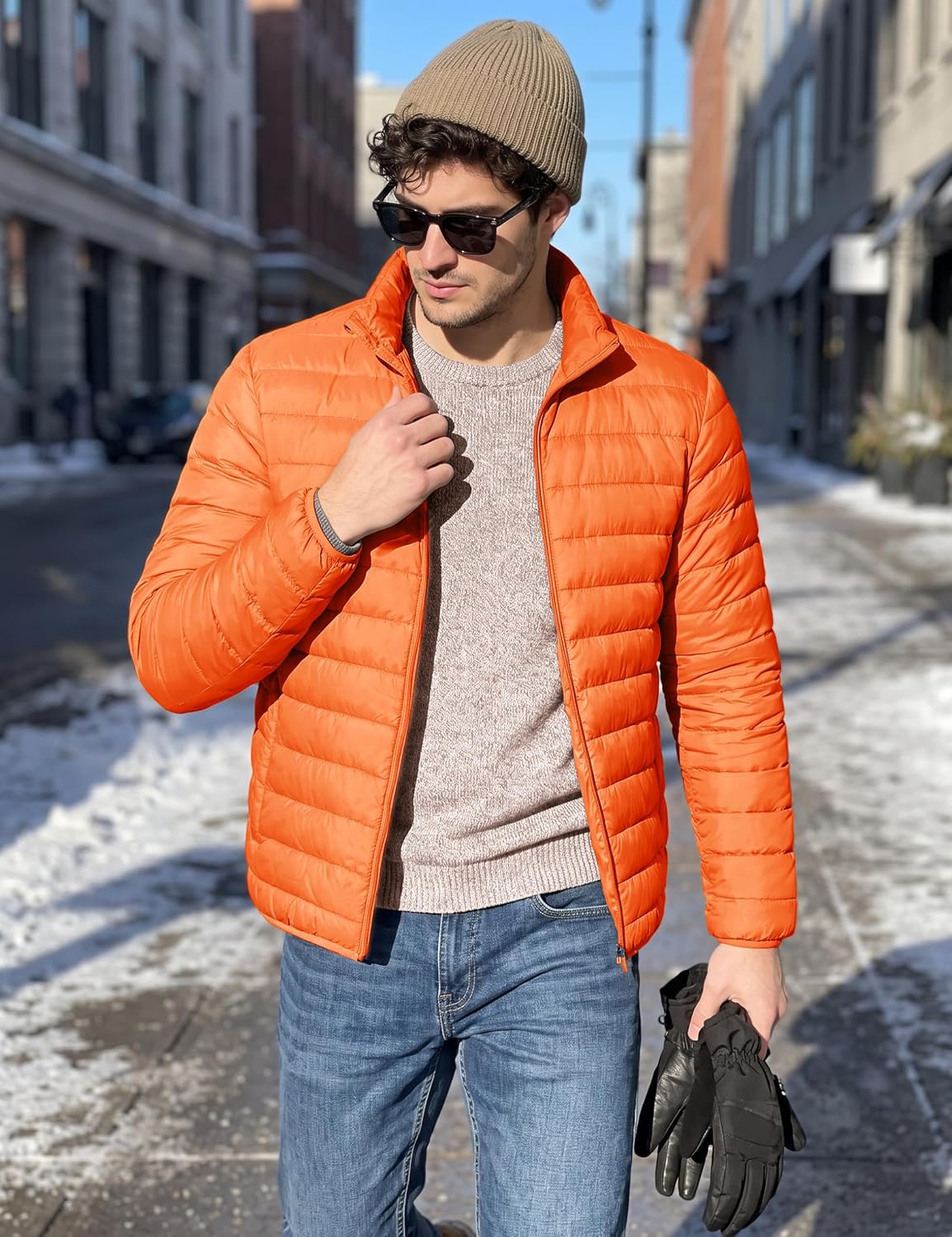 Detalle 2 de MAGCOMSEN Men's Puffer Jacket, Lightweight Waterproof Windproof Insulated Coat