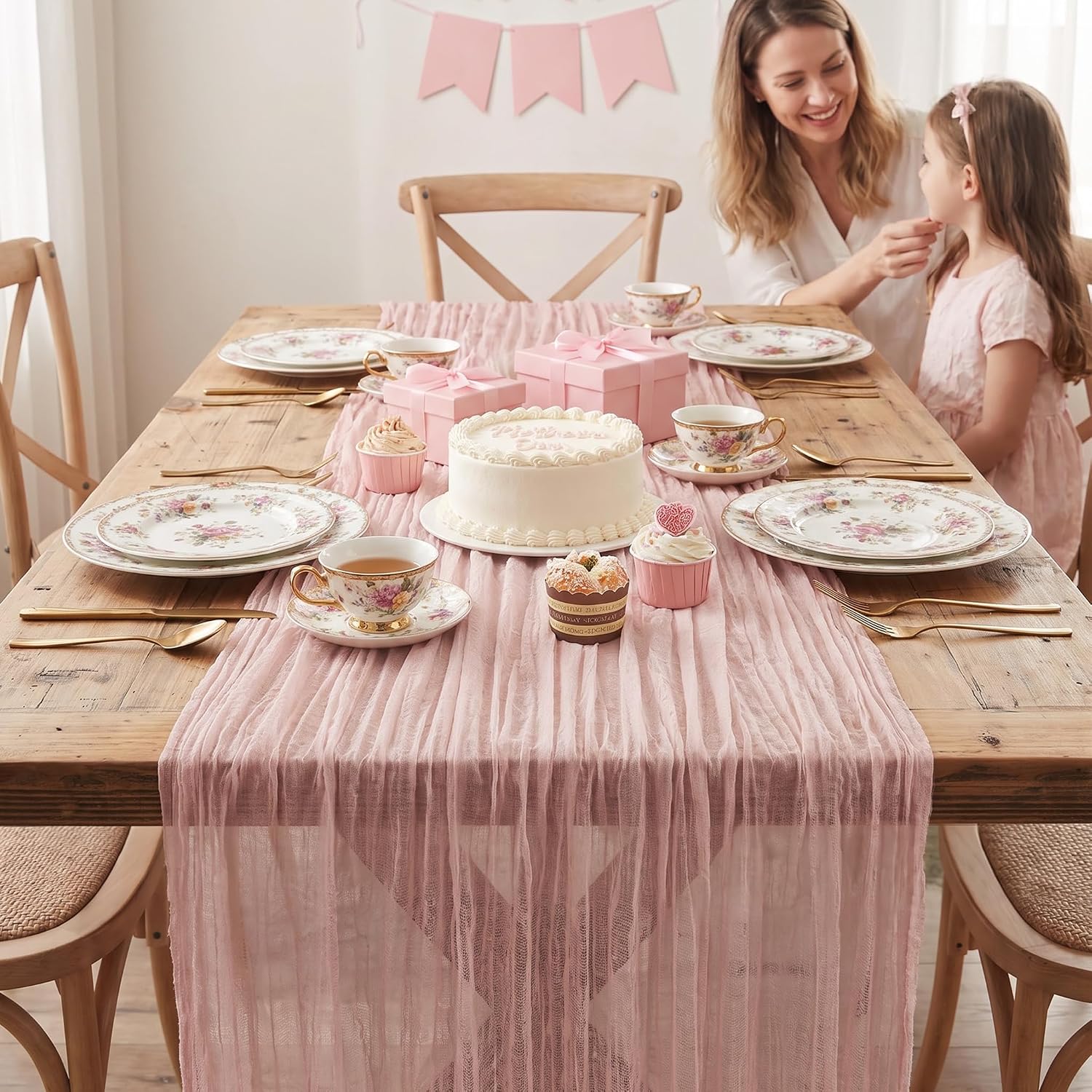 Thumbnail 5 de IVAPUPU 10ft Cheesecloth Table Runner ๐