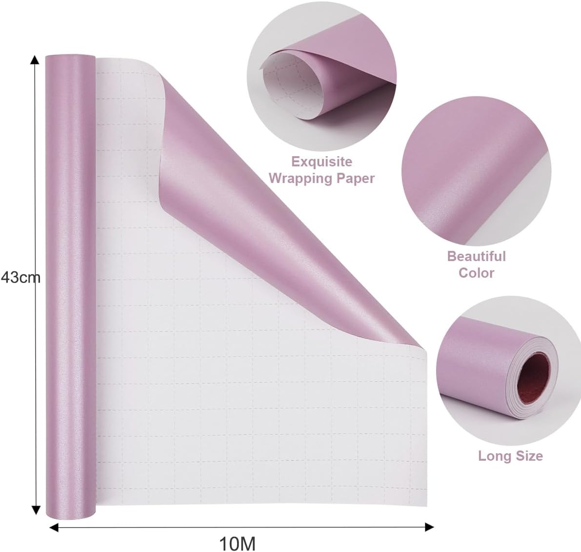 Thumbnail 1 de HJIJIAY Purple Wrapping Paper Roll (43cm x 10m) with Pearly Lustre finish