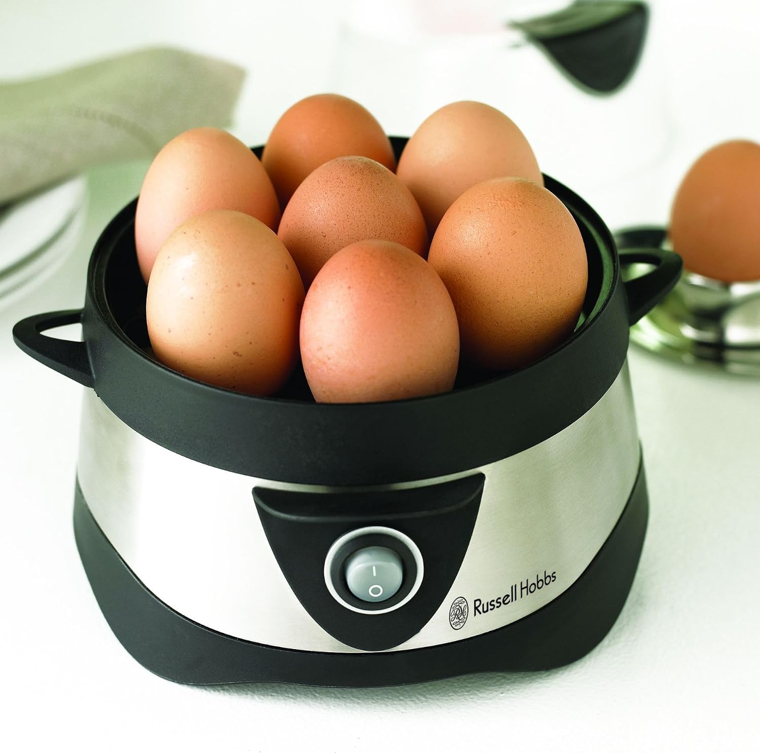 Detalle de Russell Hobbs Cook@Home 14048-56 : cuiseur d’œufs vapeur et poêlage, pour 7 œufs