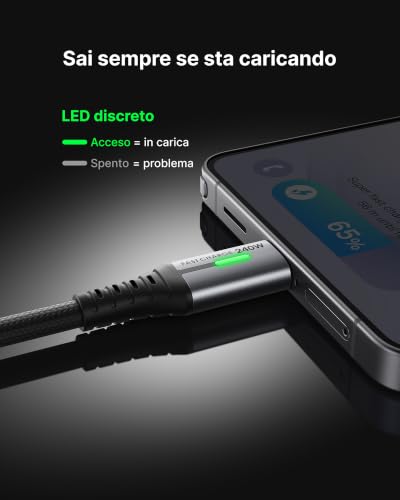 Detalle de INIU Cavo USB-C a USB-C 240 W (confezione da 2) – ricarica ad alta velocità, intrecciato