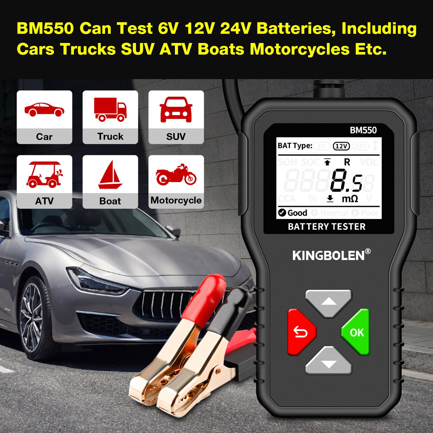 Thumbnail 6 de KINGBOLEN BM550 probador 24V/12V/6V 100–2000 CCA