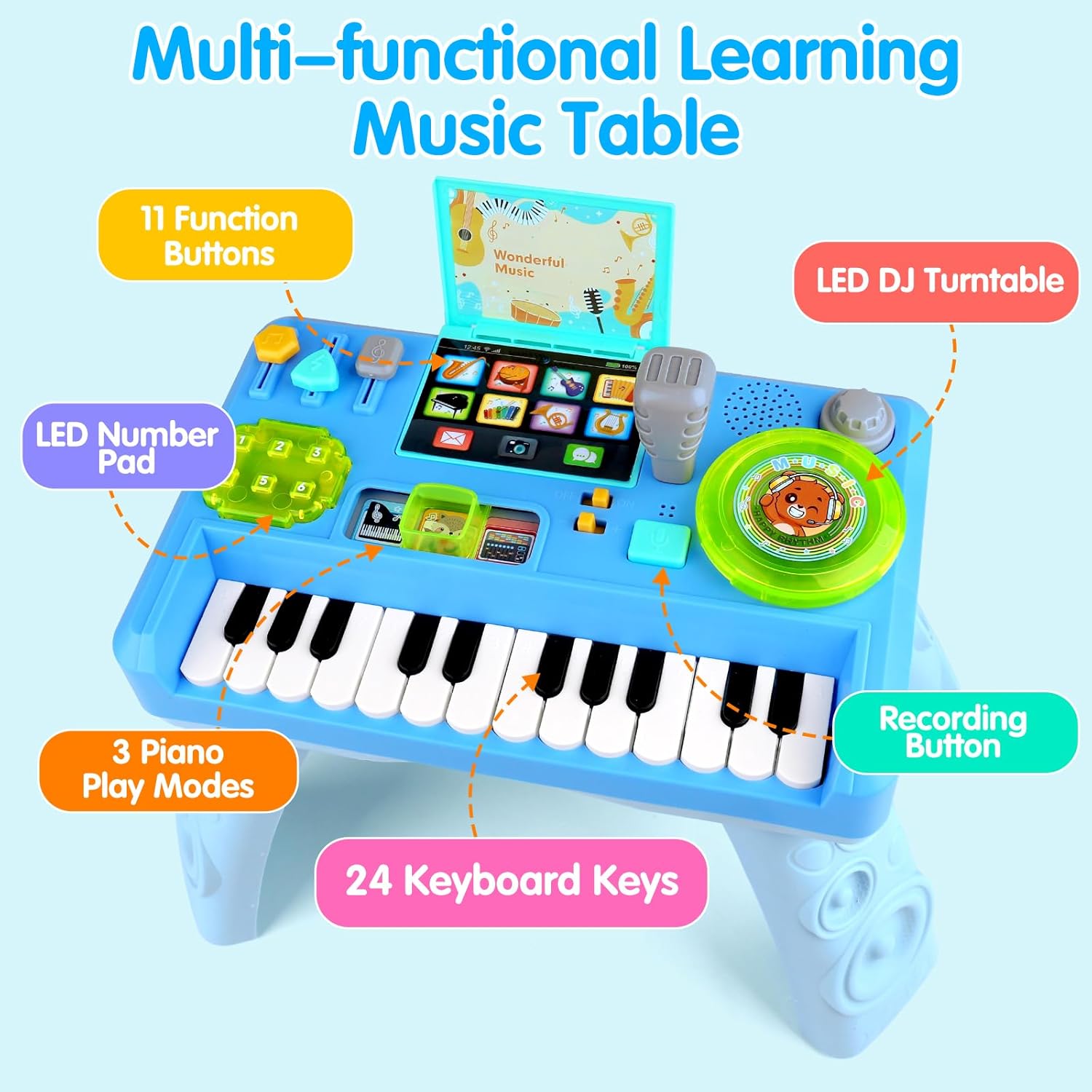 Detalle de Baby DJ Table for Toddlers 1-3: Interactive Musical Piano & DJ Toy