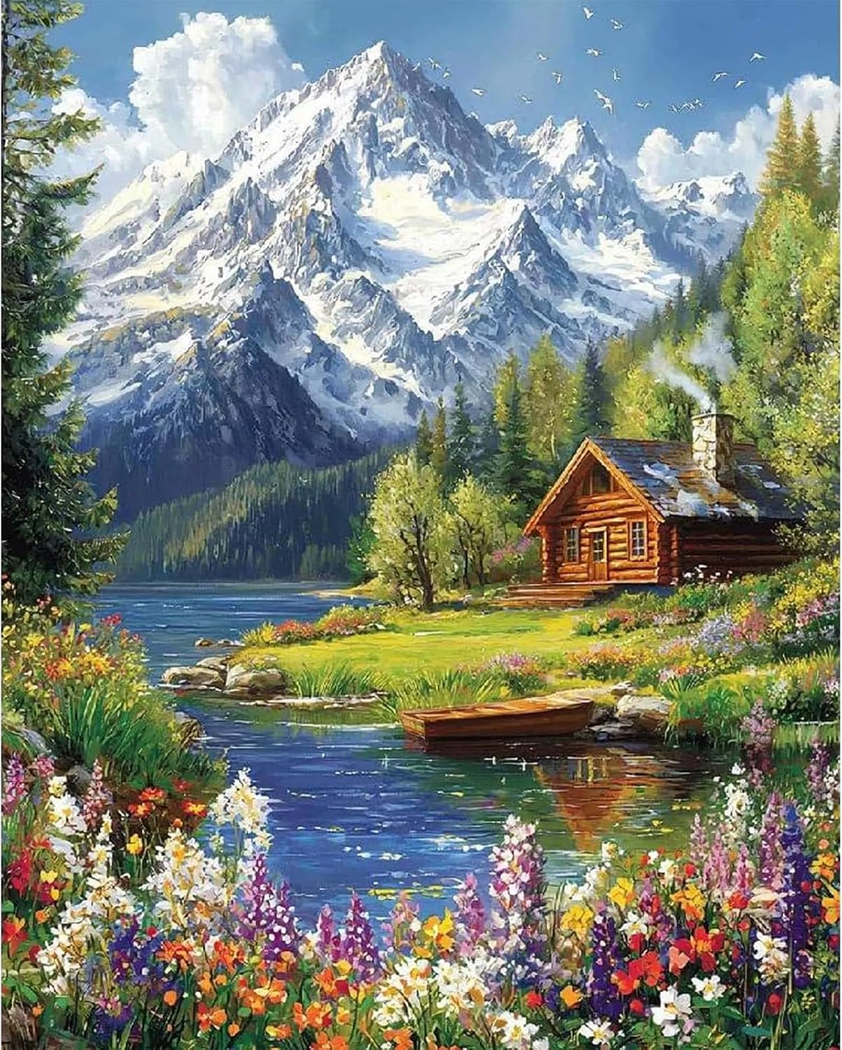 Detalle de Forest Mountain paint by numbers kit 16x20in