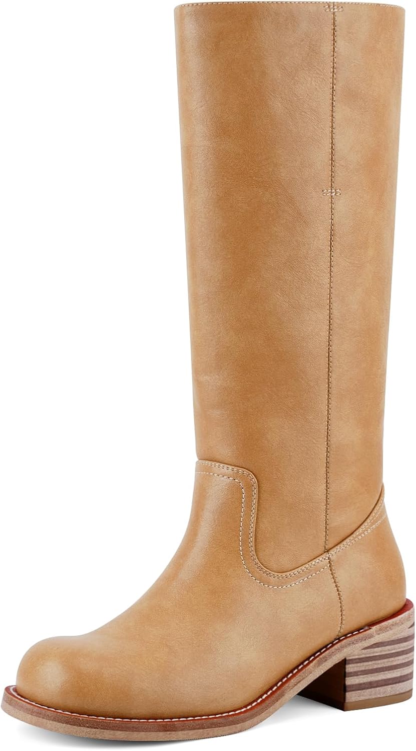 Detalle de VBDB Women's Knee-High Boots, 2.1-Inch Block Heel