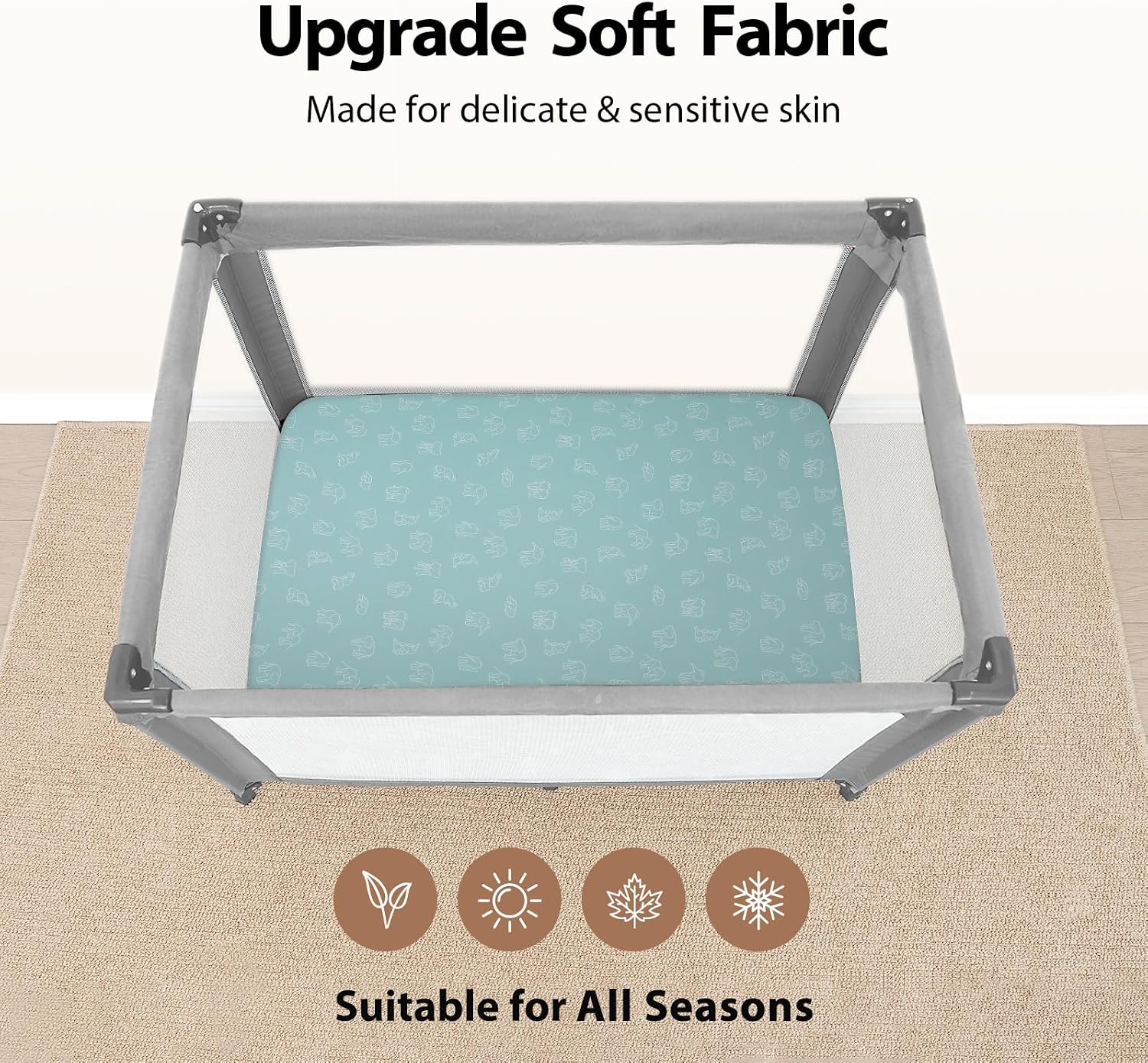 Thumbnail 2 de Unnivoll Travel Cot Sheets 95 x 65 cm fitted pack