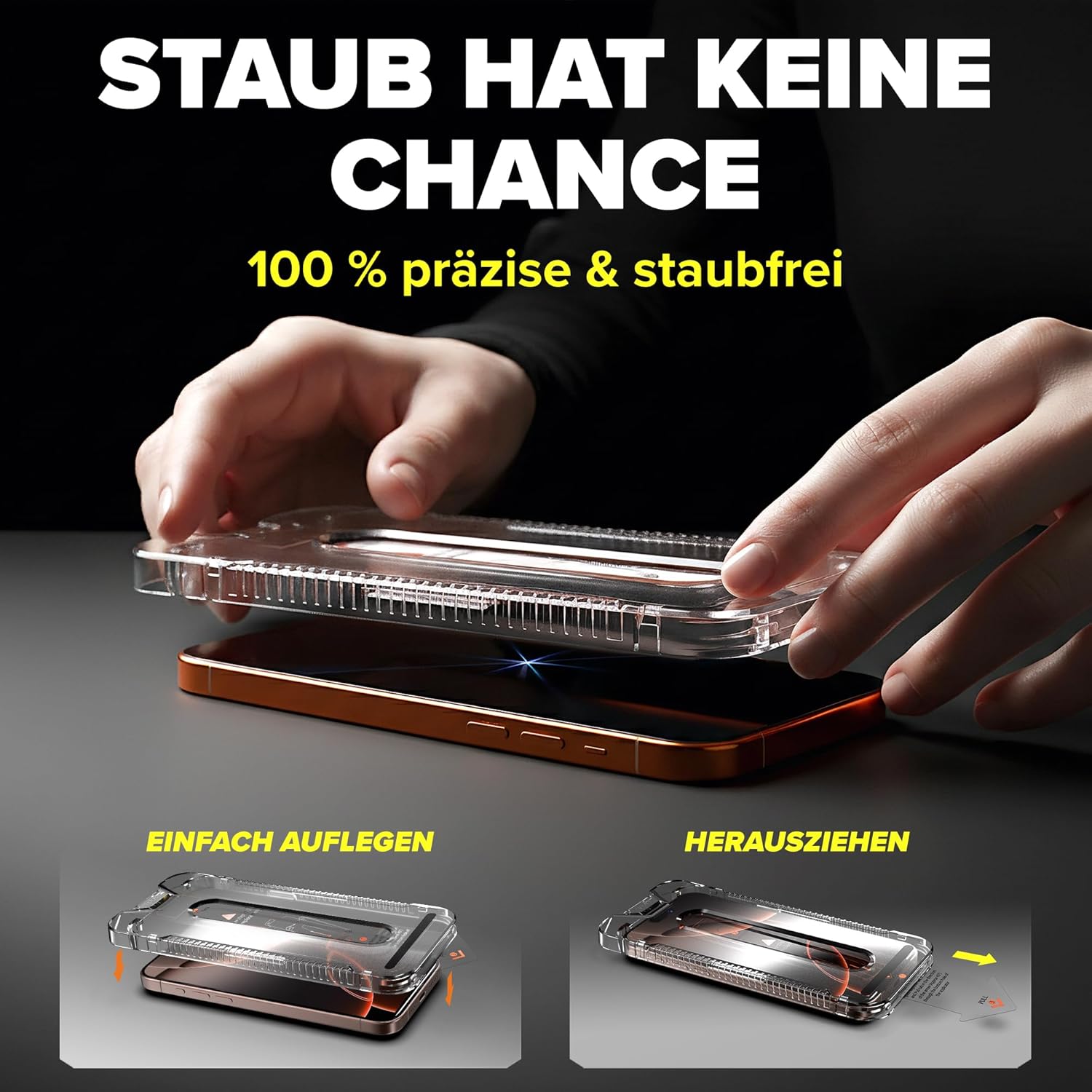 Detalle de FlexiSchutz Glasfolie für iPhone 17 Pro – ultradünn, robuste Displayschutzfolie mit Installationshilfe (2 Stk.)