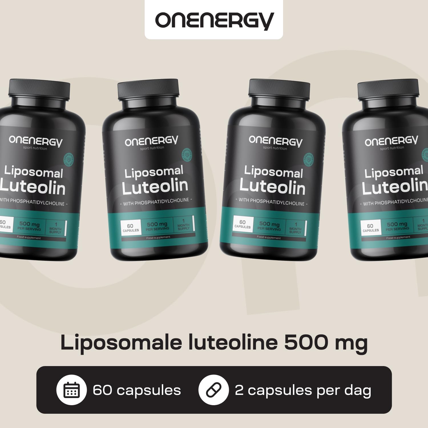 Detalle de OnEnergy liposomale luteoline 500 mg met fosfatidylcholine, 60 capsules
