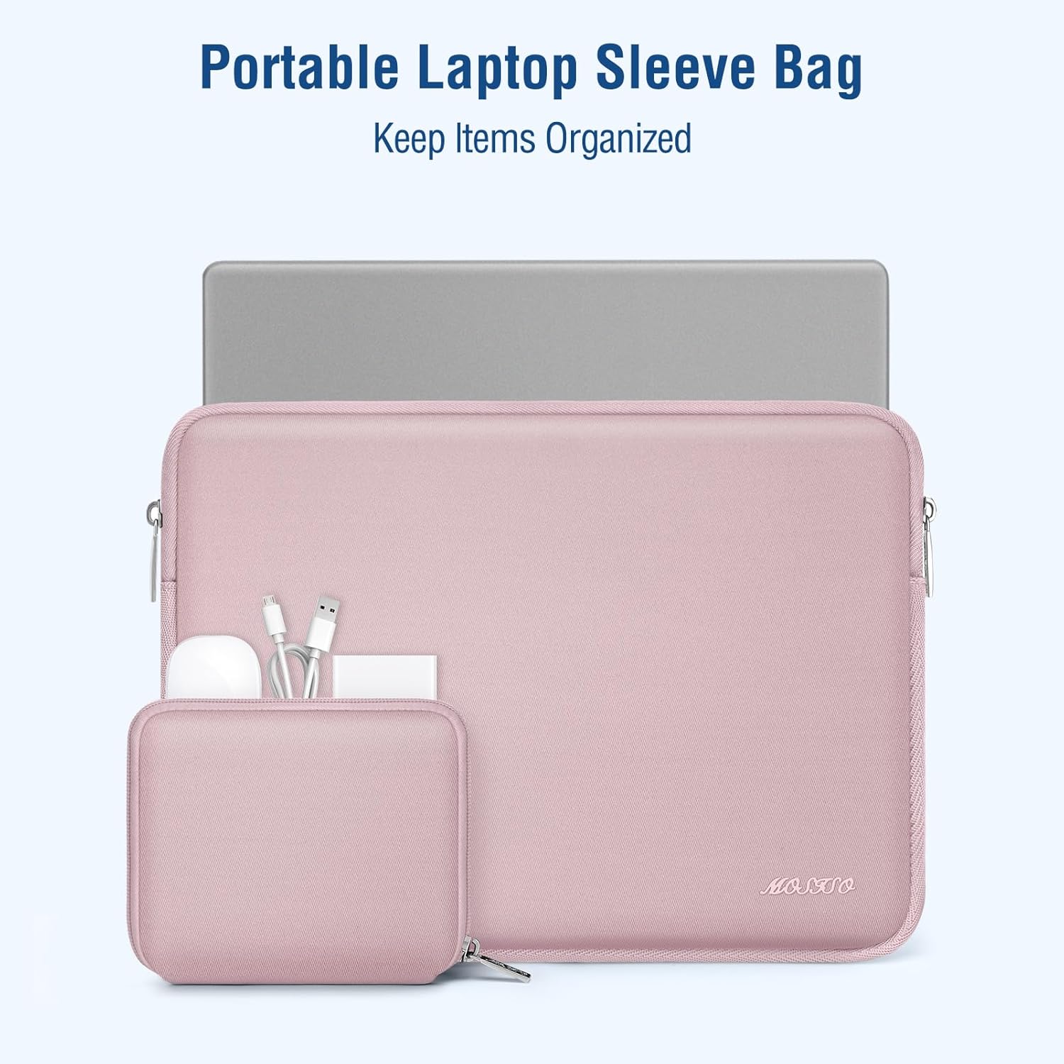Thumbnail 2 de MOSISO Laptop Hülle Tasche für 14 Zoll – Neopren-Schutz mit Zubehörtasche, Baby Rosa