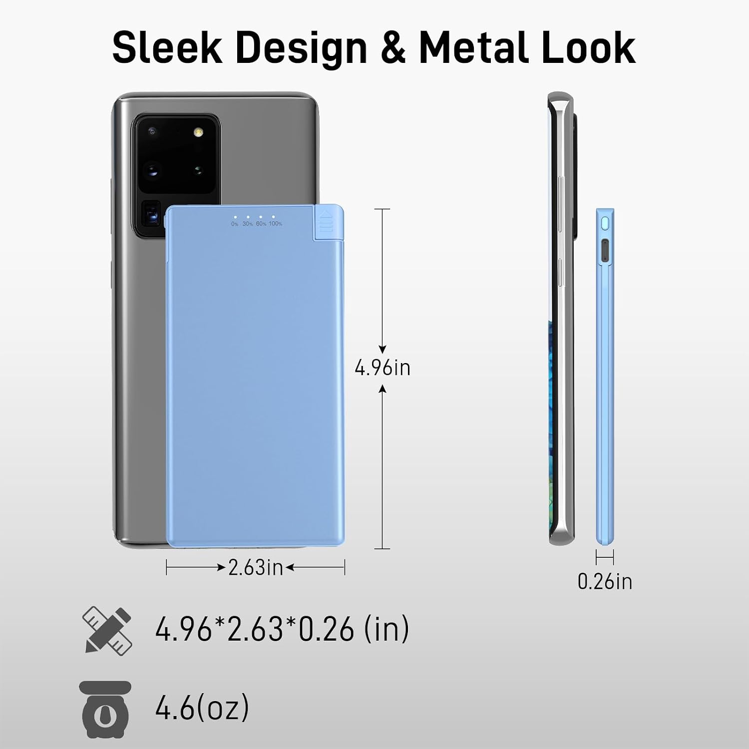 Detalle de Auskang 5000mAh Slim USB-C Power Bank with Built-In Cable