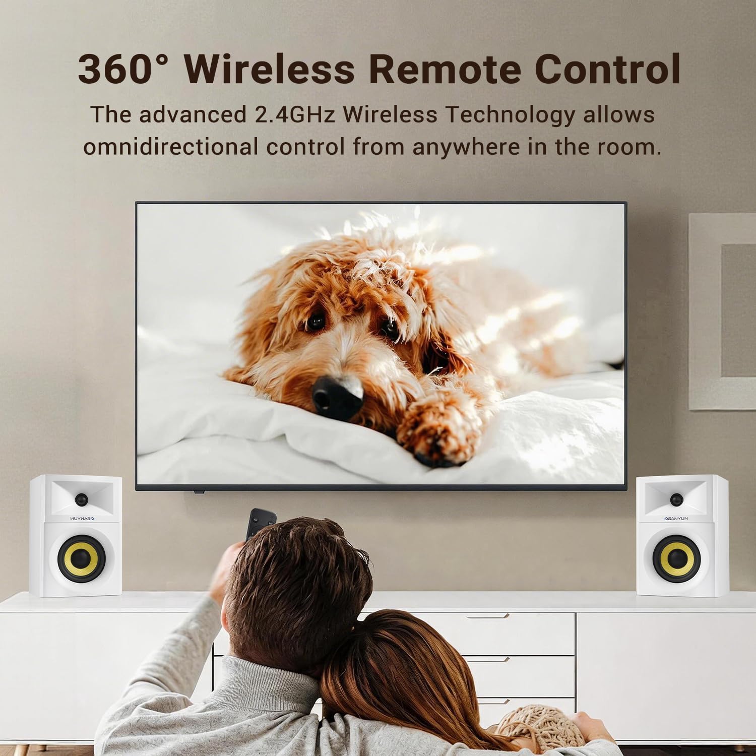 Thumbnail 6 de Sanyun SW205 4" Bookshelf Speakers with Virtual Surround, DAC/DSP Engine, Bluetooth 5.4, Optical & AUX (White)