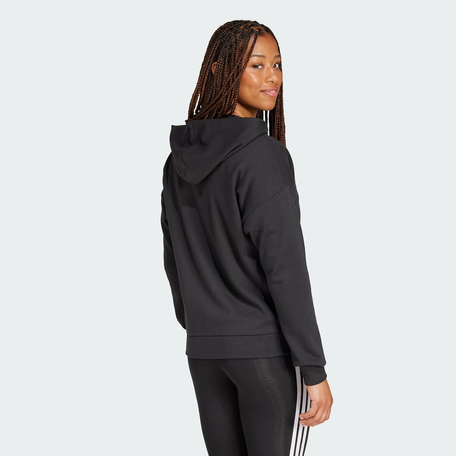 Detalle 2 de adidas Essentials Linear bluza z kapturem French Terry na zamek błyskawiczny