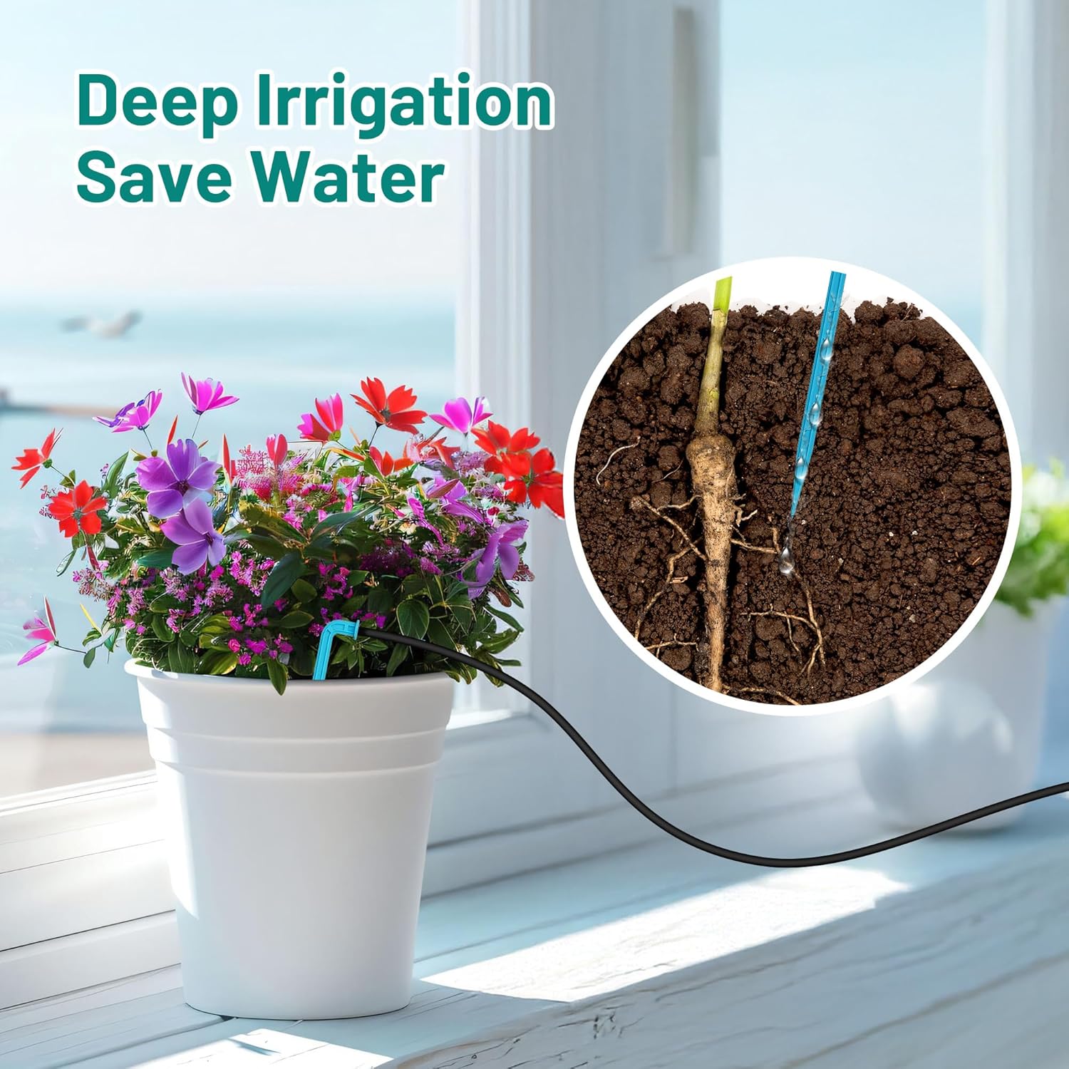 Thumbnail 4 de Biling Solar Drip Irrigation System Kit (15m) with Automatic Watering Controller, 6 Modes