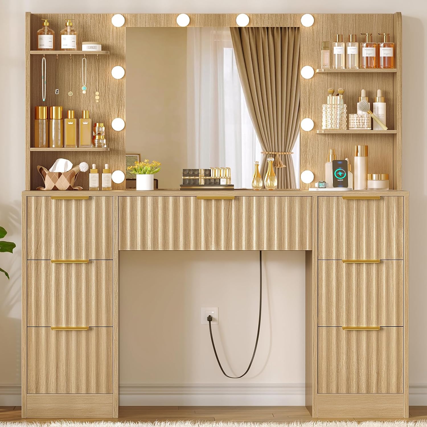 Detalle 2 de FIONESO Vanity Desk, Natural Oak
