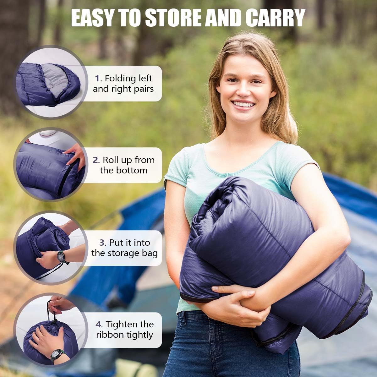 Detalle de OBTANIM Sleeping Bags: Portable Waterproof 4-Season Comfort for Adults & Kids