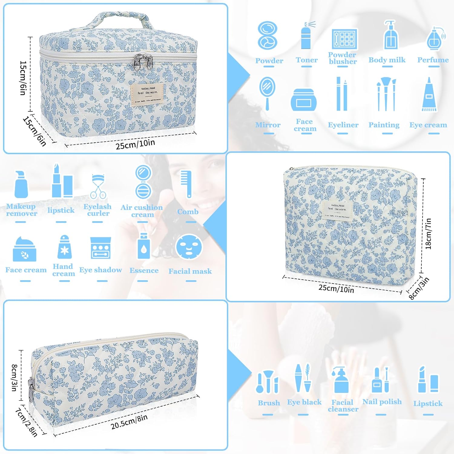 Thumbnail 1 de Gosect Large Quilted Makeup Bag