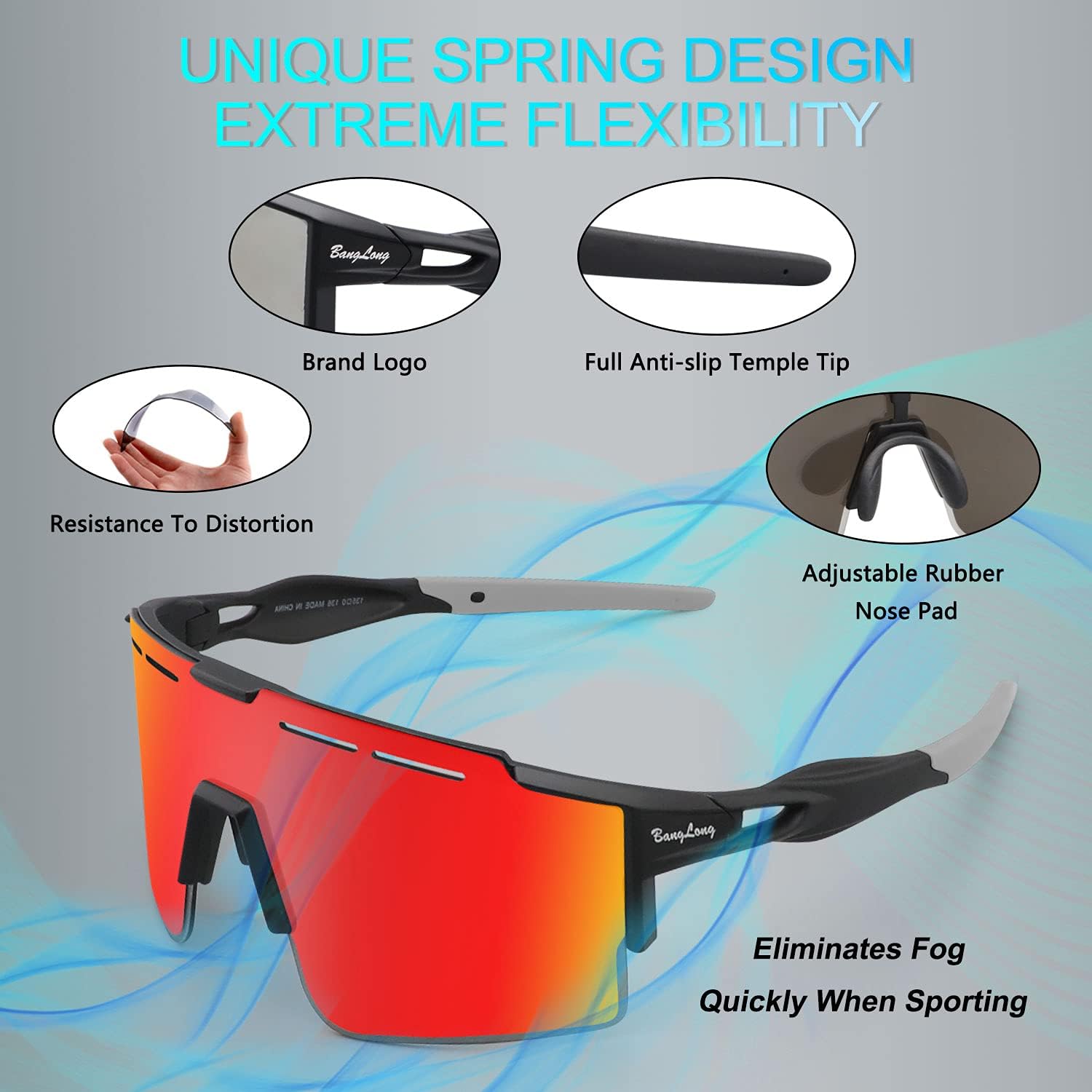 Thumbnail 2 de BangLong Polarisierte Sonnenbrille „Polarisierte Sonnenbrille“ mit 3 Wechselgläsern (UV400)