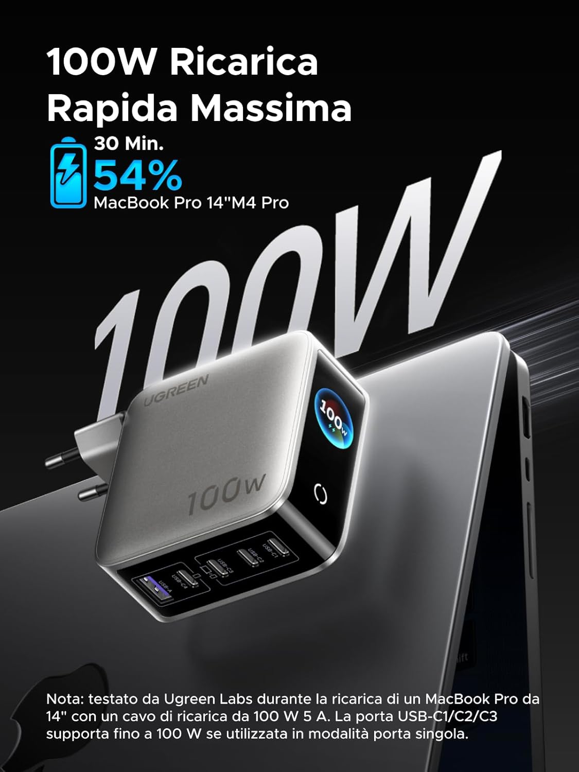 Thumbnail 4 de UGREEN Nexode Pro 100W: caricatore USB-C con 4 porte e schermo TFT