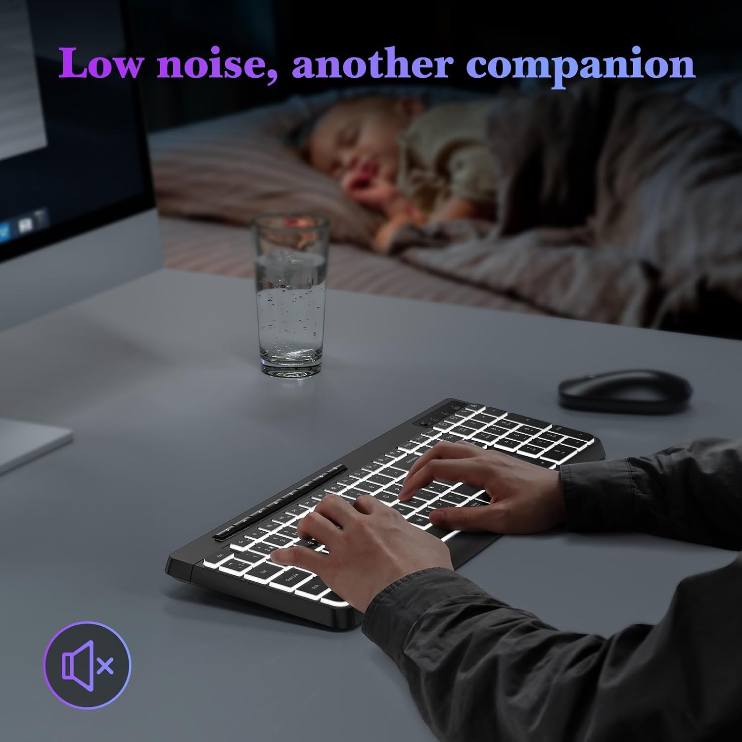 Thumbnail 1 de TECURS Wireless Keyboard White Backlit (UK QWERTY, 2.4G, Full Size)