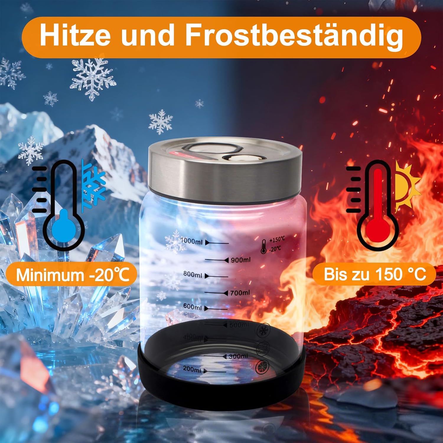 Detalle 2 de wishfly Fermentierglas fermentatiepotten van 1 liter, set van 2 met dubbel ventiel