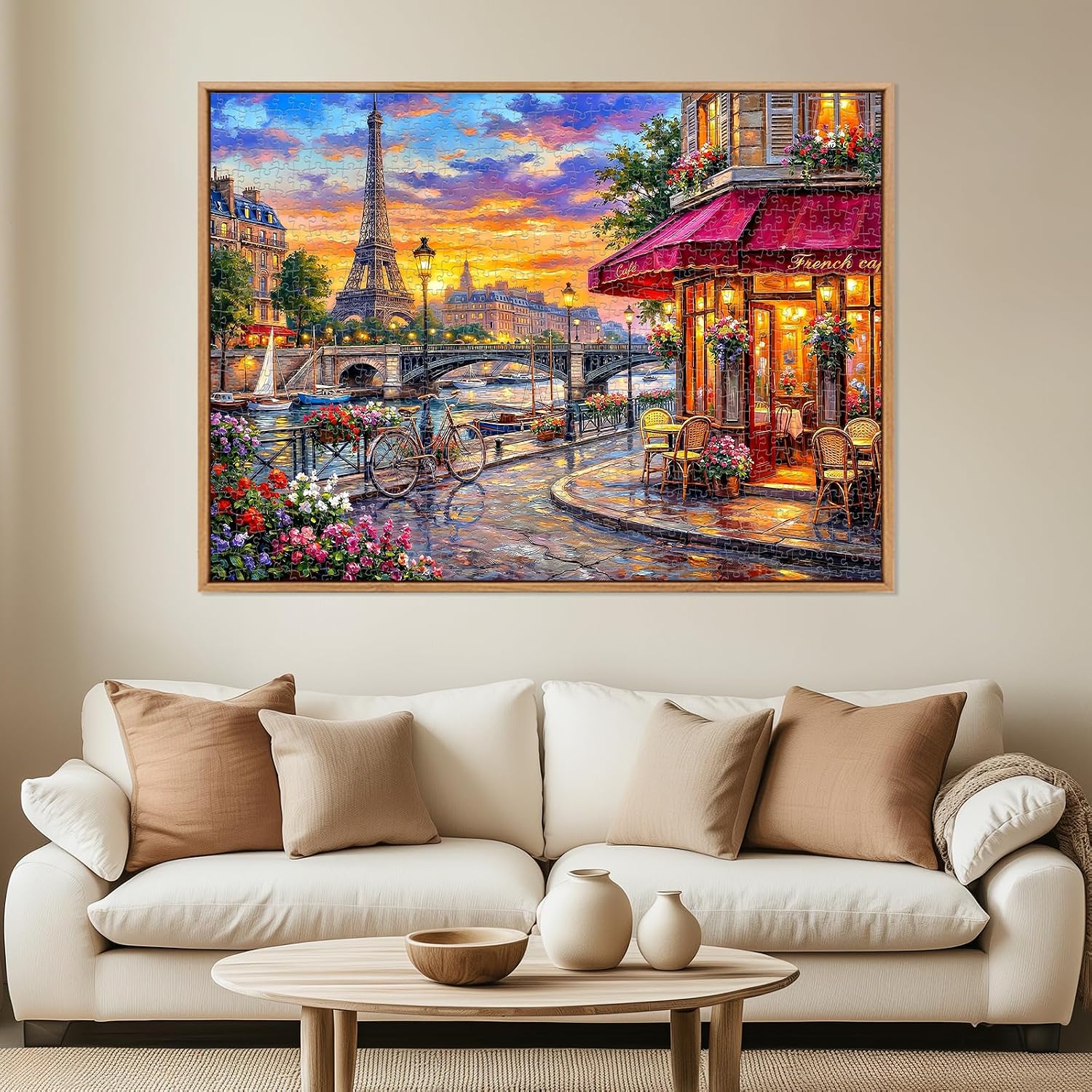 Detalle 2 de 1000-Piece Eiffel Tower Scenic Puzzle for Adults — Paris Sunset Edition