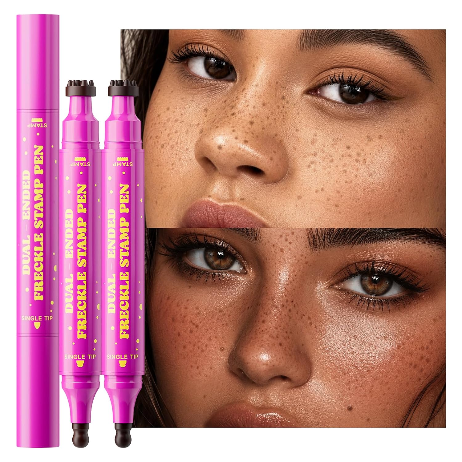 Detalle de Jolilab Dual-Ended Freckle Stamp Pen, Shades 02 + 04, Sponge Stamp and Precision Tip