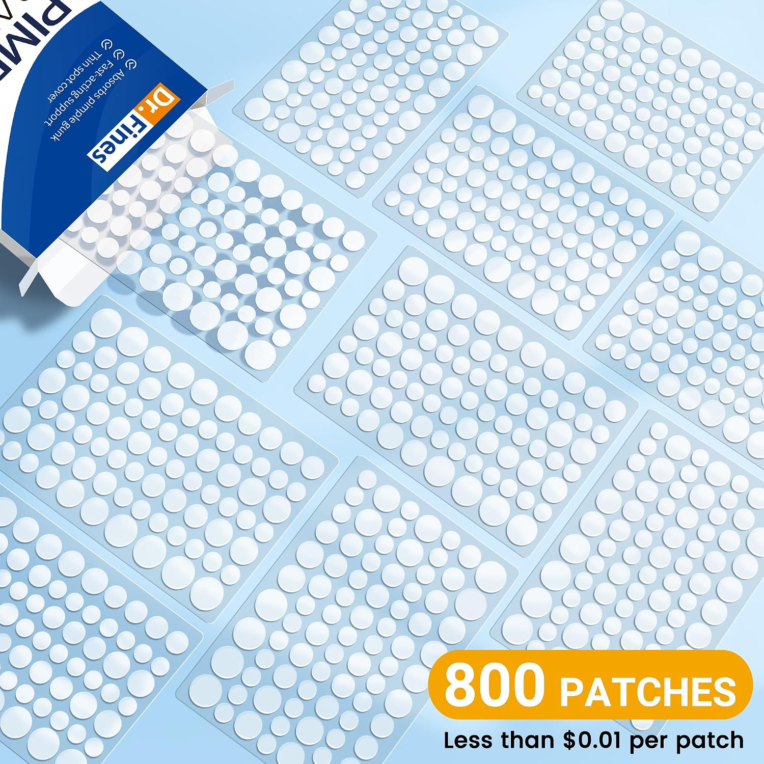 Detalle de Dr.fines Hydrocolloid Pimple Patches, 800 Count