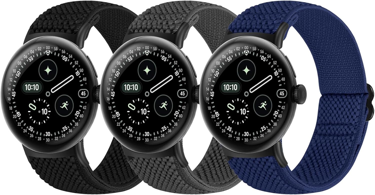 Detalle de BTTNG Elastic Watch Straps for Google Pixel Watch – 3 Pack, 41mm/41mm Edition, Adjustable Stretch Nylon Bands for Pixel Watch 1/2/3/4
