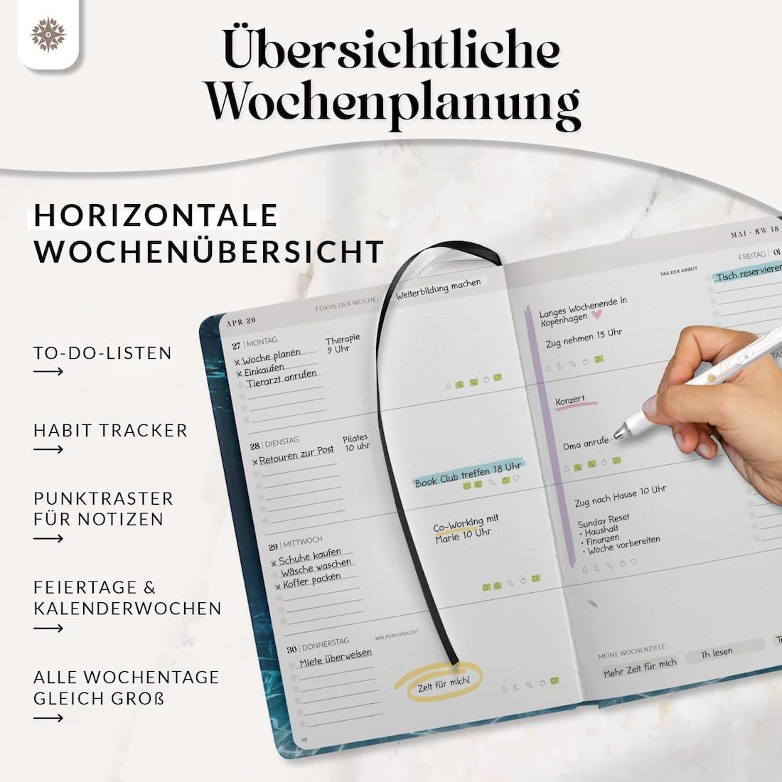 Thumbnail 2 de Lebenskompass AQUA Kalender 2026 A5 Wochenplaner 📅