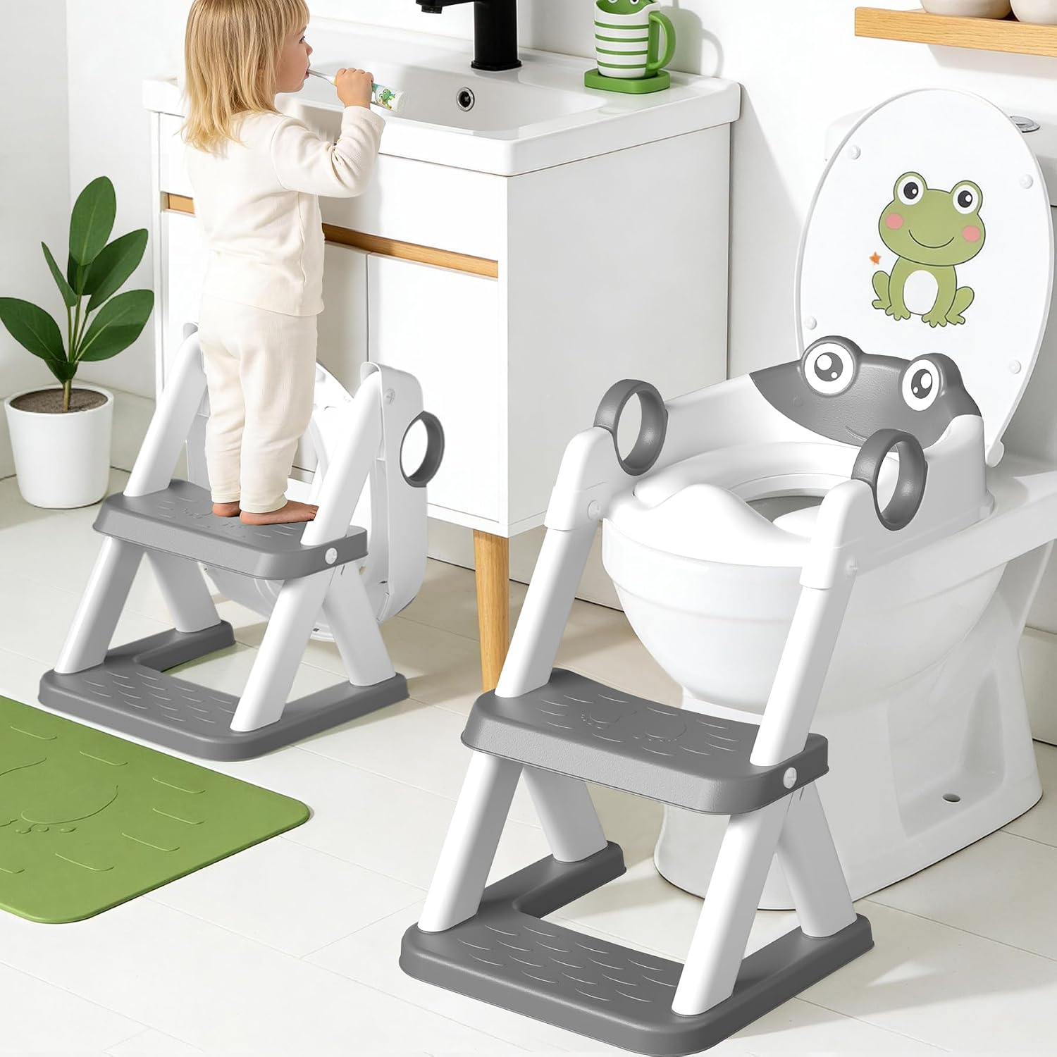 Detalle de COOSEYA Kinder-Toilettensitz mit Leiter, 15,7 Zoll