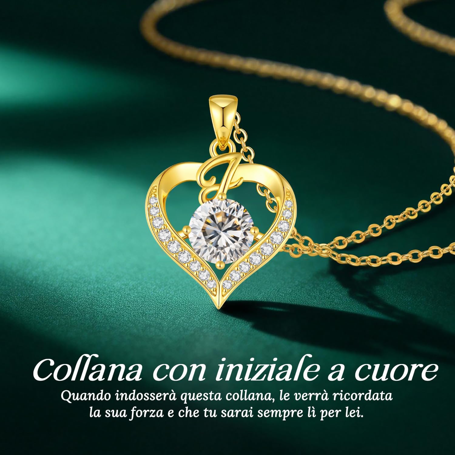 Detalle de Louisa Secret Collana Donna Lettere A-Z con Ciondolo Cuore in Oro 18K/Rodio – Regalo perfetto