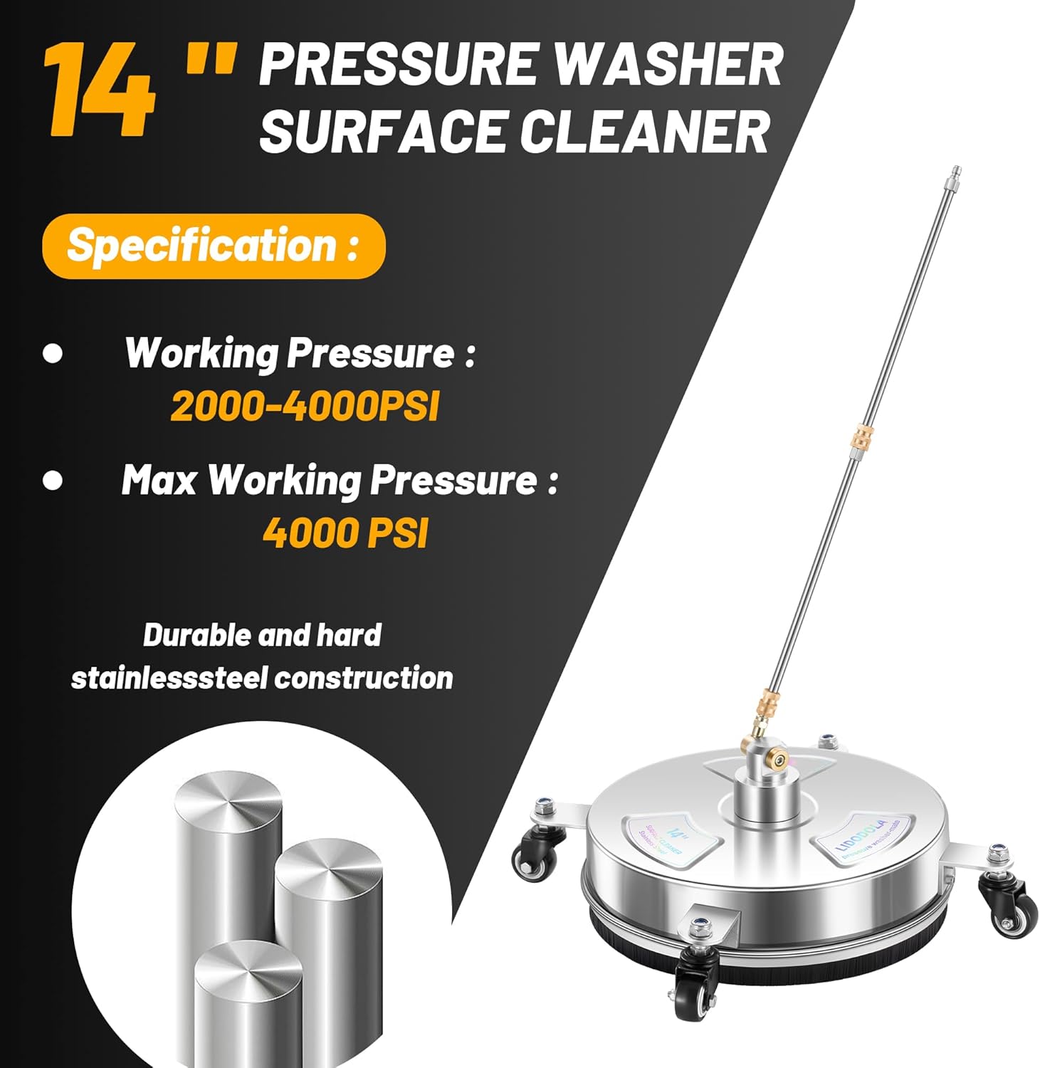 Thumbnail 2 de LidoDola PWS14 14" Pressure Washer Surface Cleaner with 4 Wheels