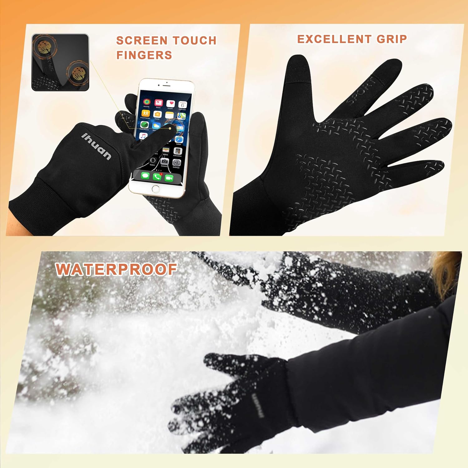 Thumbnail 4 de ihuan Winter Waterproof Gloves Touchscreen, Unisex