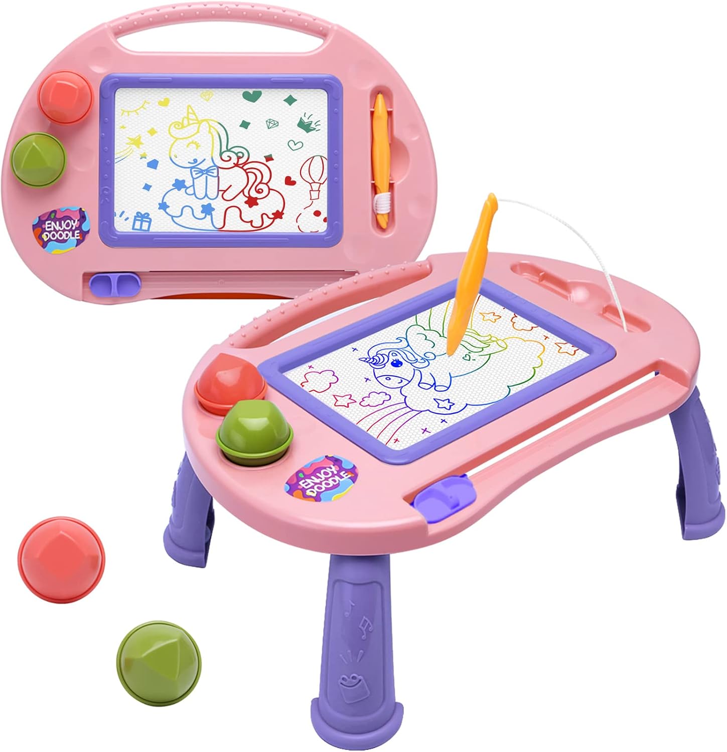 Detalle de BABLOCVID Magnetic Drawing Board for Toddlers, 4-Color Screen, Pink