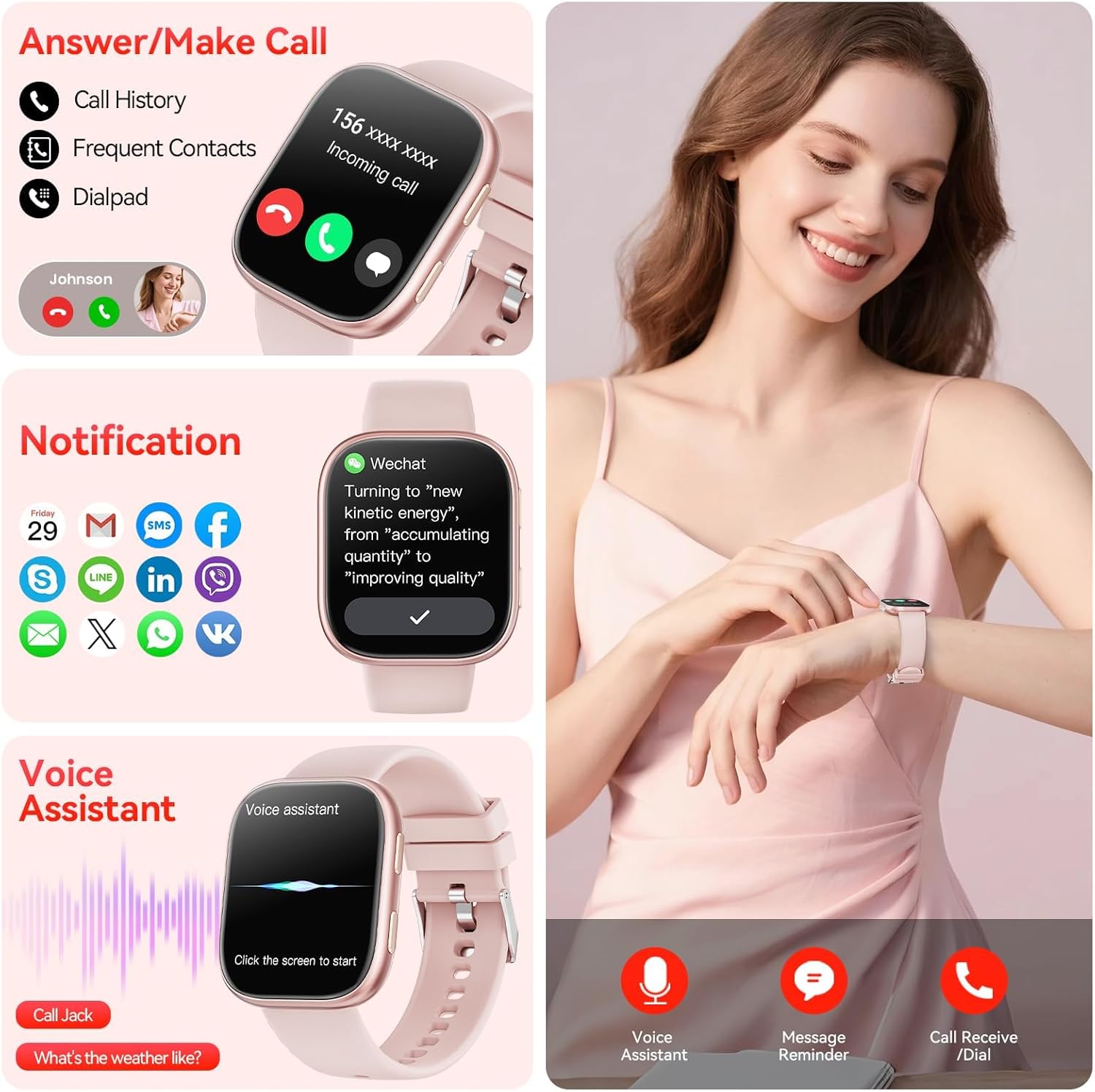Thumbnail 3 de Smart Watches for Women Men 1.83-inch HD Bluetooth Call Fitness Watch with Heart Rate, SpO2 & Sleep Monitoring