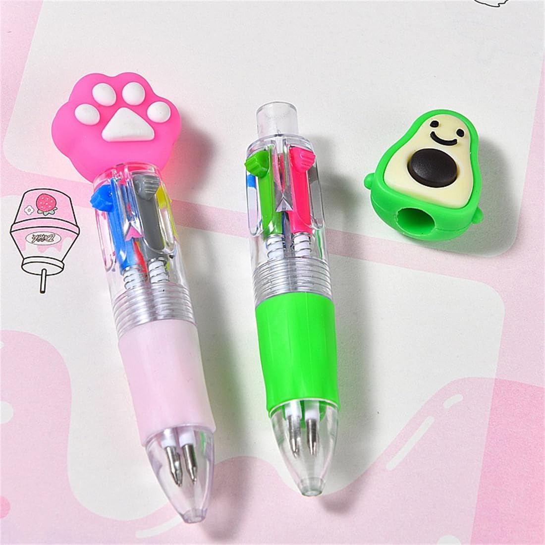 Detalle de 4-in-1 Kawaii Multicolour Pens for Kids – 60 Pack Bulk Mini Ballpoint Pens with Animal Designs