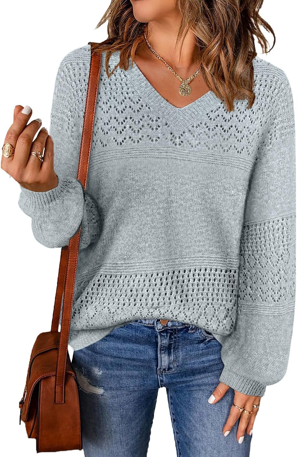 Detalle de MixShe Women's Knit Sweater V-Neck