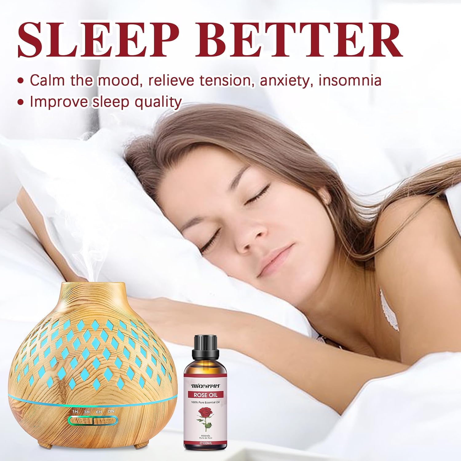 Detalle de Migcaput Rosenöl ätherisches Öl (100 ml) – 100% reines Natur-Rosenöl für Duft, Diffuser & Hautpflege