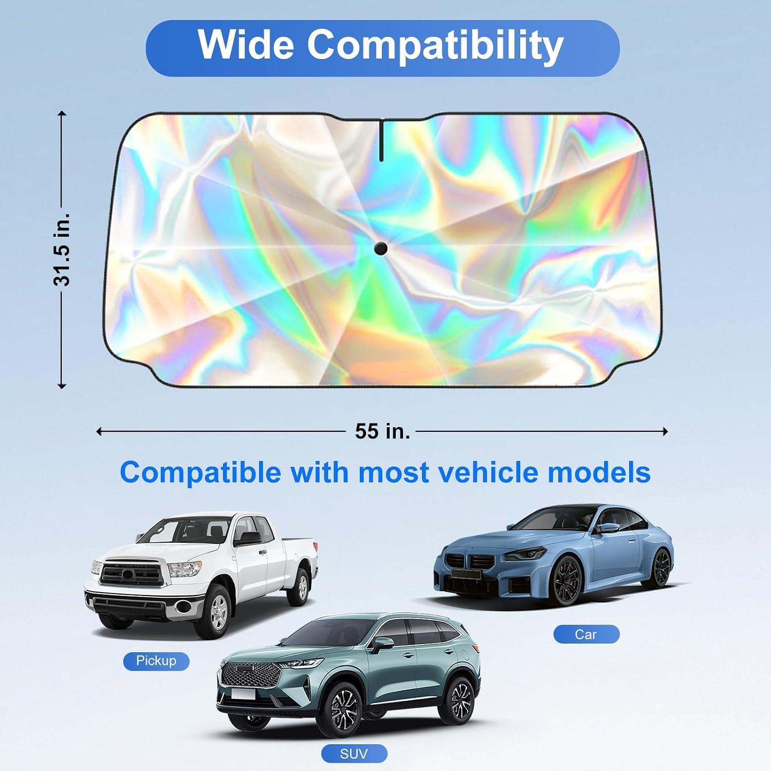 Detalle de Car Windshield Sun Shade Umbrella 55" x 31