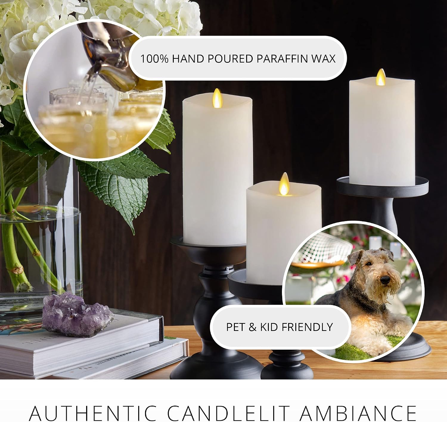 Detalle de Luminara 996075 Flameless LED Candle Set, Remote, Moving Flame, Timer