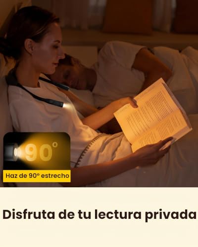 Detalle de Glocusent Luz de lectura de cuello recargable USB-C, 5 colores y 5 niveles