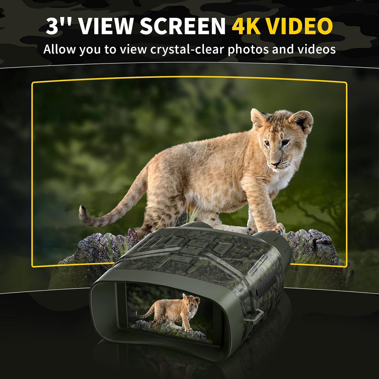 Detalle de Vtiisamao Night Vision Binoculars, 4K Video, 3-Inch Display, 5X Digital Zoom