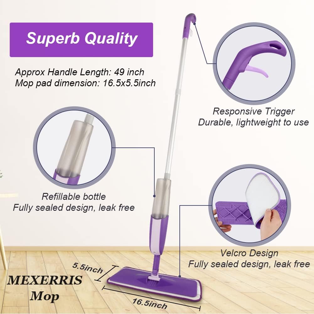 Thumbnail 2 de MEXERRIS Spray Mop for Cleaning Floors — 360° Rotatable Wet & Dry Mop with 3 Reusable Pads and 2 Refill Bottles