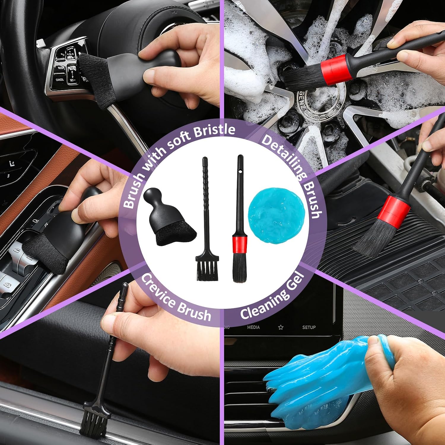 Detalle 2 de Qydipclin Windshield Cleaner Tool Kit with 4 Microfiber Pads
